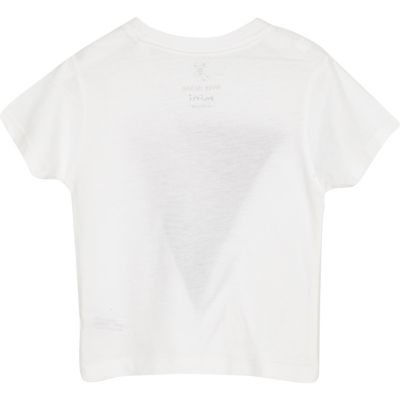 Mini boys white graphic print t-shirt